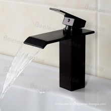 Orb noir laiton forme carrée cascade mitigeur un trou d&#39;eau chaude et froide robinets de mitigeur de lavabo Mono bassin